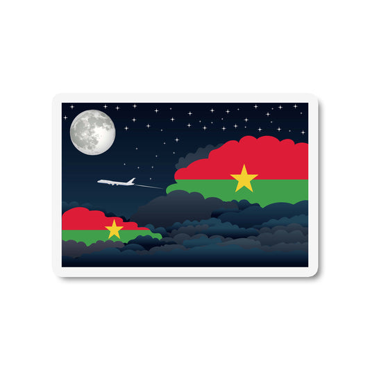Burkina Faso Airplane Night Clouds Sticker & Magnet