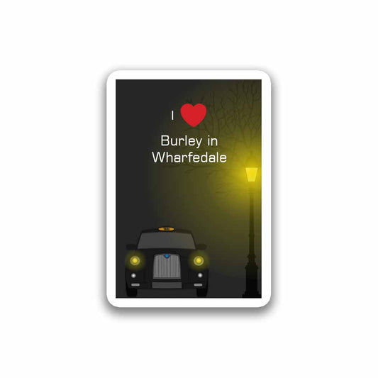 Burley in Wharfedale United Kingdom Taxi Black Sticker & Magnet