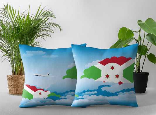 Burundi World Airplane Day Clouds Square & Rectangle Pillow Cases | Aviation Decorative Pillow Covers