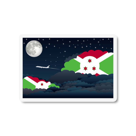 Burundi Airplane Night Clouds Sticker & Magnet