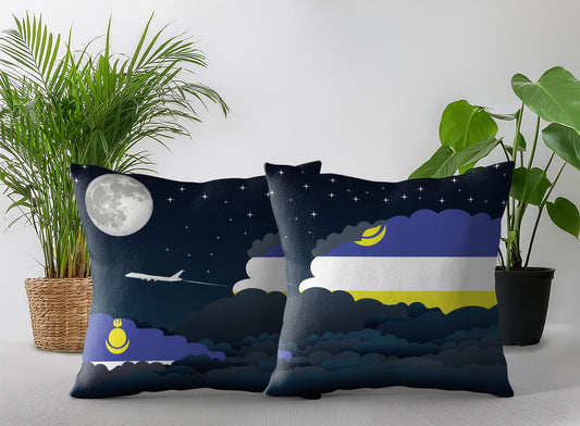 Buryatia World Airplane Night Clouds Square & Rectangle Pillow Cases | Aviation Night Sky Pillow Covers