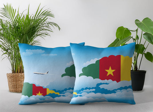Cameroon World Airplane Day Clouds Square & Rectangle Pillow Cases | Aviation Decorative Pillow Covers