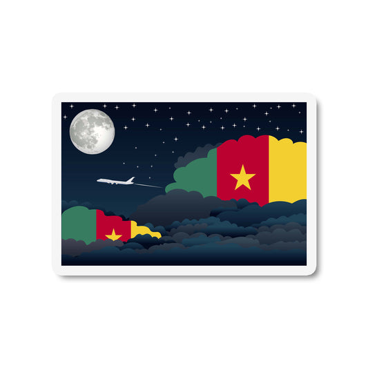 Cameroon Airplane Night Clouds Sticker & Magnet
