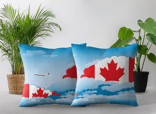 Canada World Airplane Day Clouds Square & Rectangle Pillow Cases | Aviation Decorative Pillow Covers