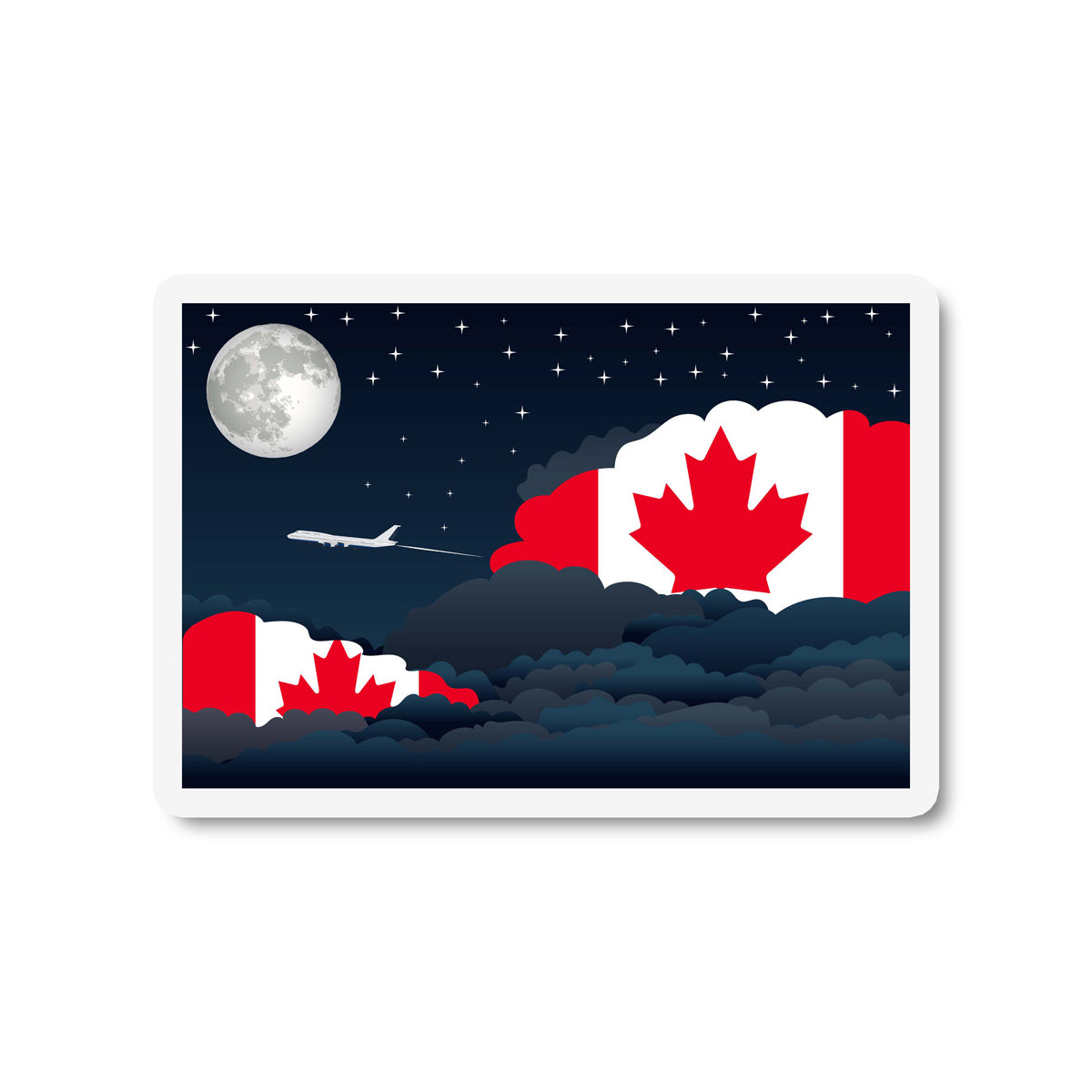 Canada Airplane Night Clouds Sticker & Magnet