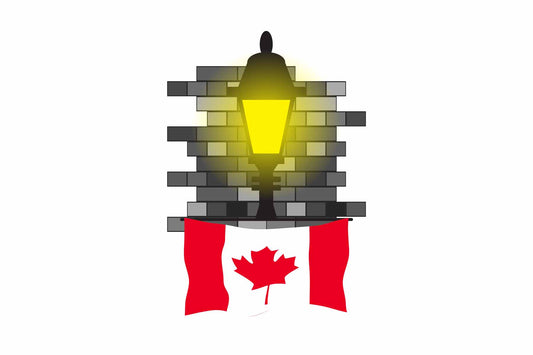 Canada Town Street Lamp Bricks Sticker & Magnet