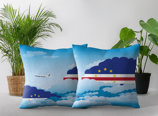 Cape Verde World Airplane Day Clouds Square & Rectangle Pillow Cases | Aviation Decorative Pillow Covers