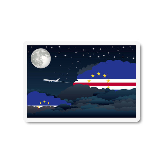 Cape Verde Airplane Night Clouds Sticker & Magnet