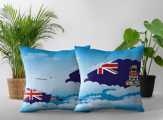 Cayman Islands World Airplane Day Clouds Square & Rectangle Pillow Cases | Aviation Decorative Pillow Covers