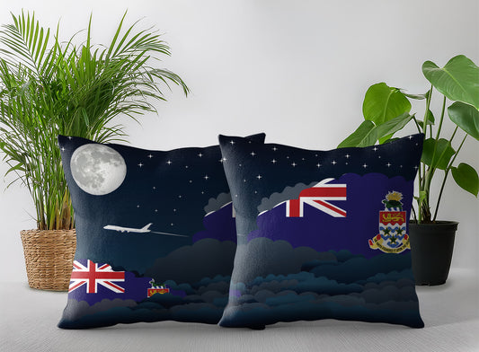 Cayman Islands World Airplane Night Clouds Square & Rectangle Pillow Cases | Aviation Night Sky Pillow Covers