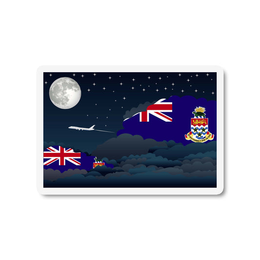 Cayman Islands Airplane Night Clouds Sticker & Magnet