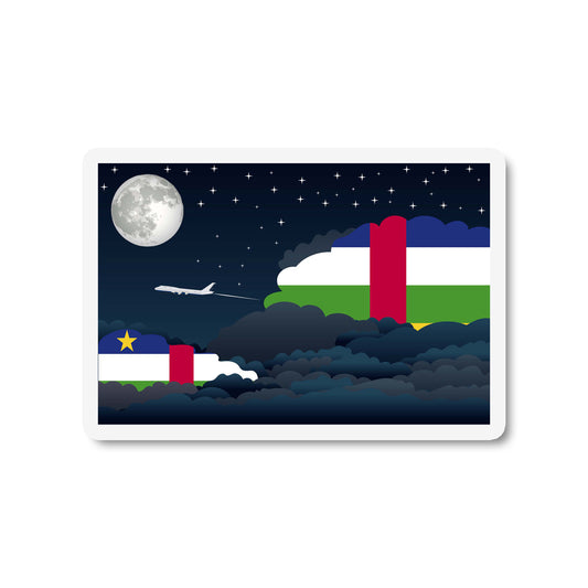 Central African Republic Airplane Night Clouds Sticker & Magnet