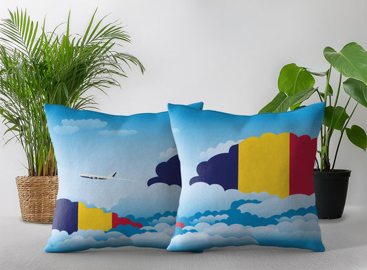 Chad World Airplane Day Clouds Square & Rectangle Pillow Cases | Aviation Decorative Pillow Covers