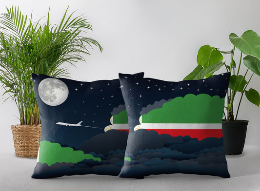 Chechen Republic World Airplane Night Clouds Square & Rectangle Pillow Cases | Aviation Night Sky Pillow Covers
