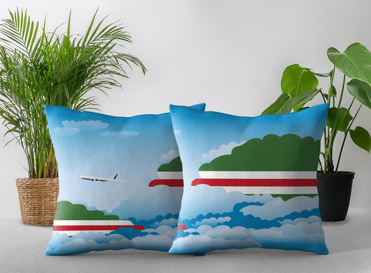 Chechen Republic of Ichkeria World Airplane Day Clouds Square & Rectangle Pillow Cases | Aviation Decorative Pillow Covers