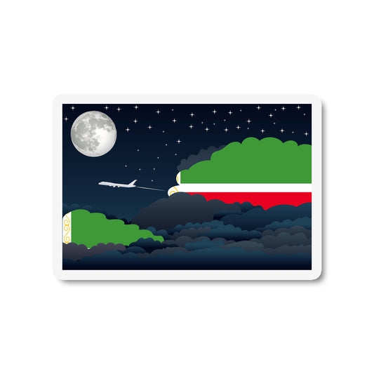 Chechen Republic Airplane Night Clouds Sticker & Magnet