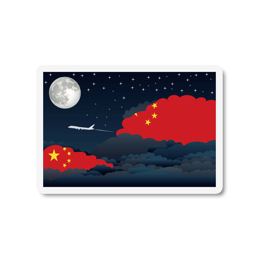China Airplane Night Clouds Sticker & Magnet