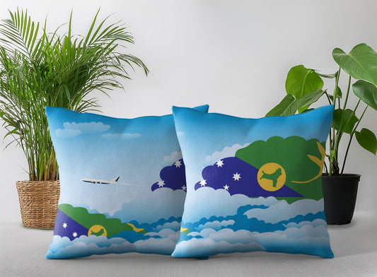 Christmas Island World Airplane Day Clouds Square & Rectangle Pillow Cases | Aviation Decorative Pillow Covers