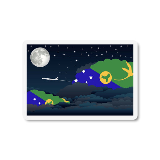 Christmas Island Airplane Night Clouds Sticker & Magnet