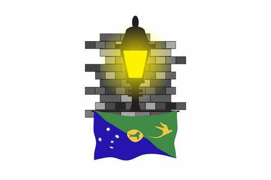 Christmas Island Town Street Lamp Bricks Sticker & Magnet