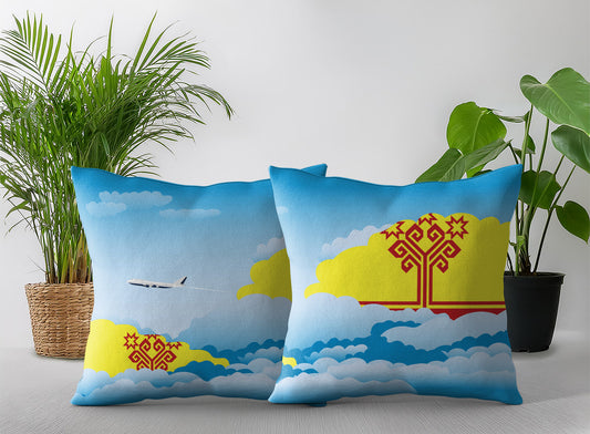 Chuvashia World Airplane Day Clouds Square & Rectangle Pillow Cases | Aviation Decorative Pillow Covers