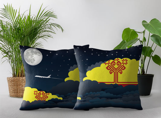 Chuvashia World Airplane Night Clouds Square & Rectangle Pillow Cases | Aviation Night Sky Pillow Covers