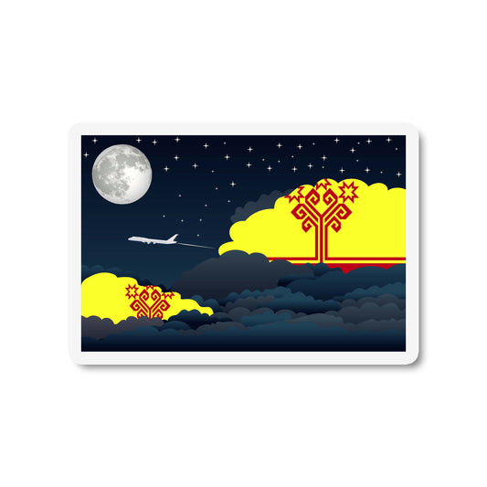 Chuvashia Airplane Night Clouds Sticker & Magnet