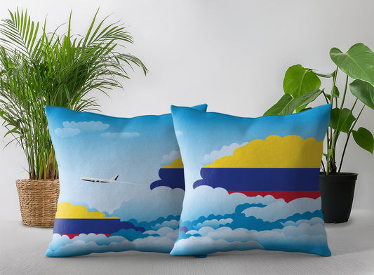 Colombia World Airplane Day Clouds Square & Rectangle Pillow Cases | Aviation Decorative Pillow Covers