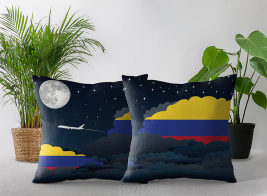 Colombia World Airplane Night Clouds Square & Rectangle Pillow Cases | Aviation Night Sky Pillow Covers