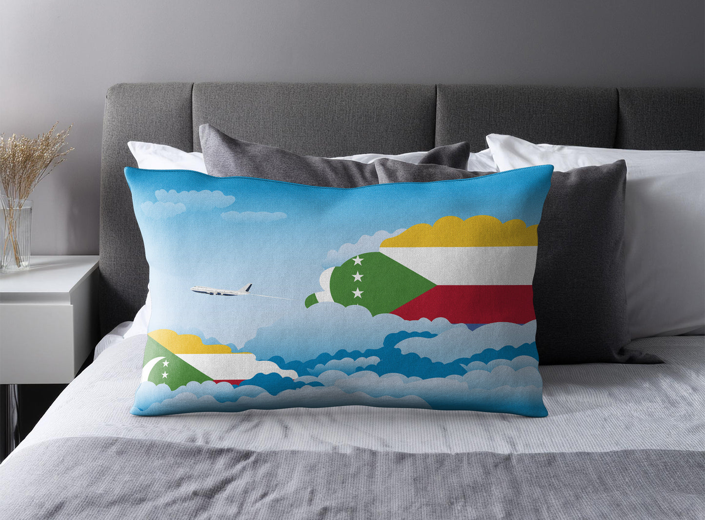 Comoros World Airplane Day Clouds Square & Rectangle Pillow Cases | Aviation Decorative Pillow Covers