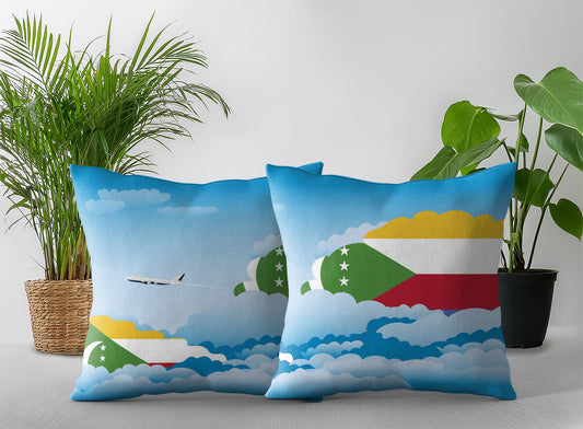 Comoros World Airplane Day Clouds Square & Rectangle Pillow Cases | Aviation Decorative Pillow Covers