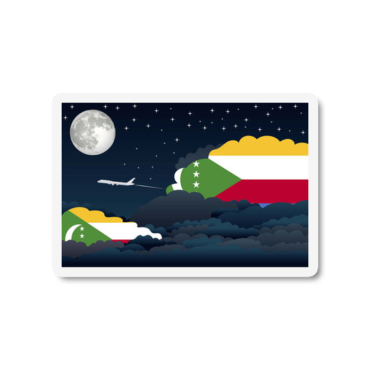 Comoros Airplane Night Clouds Sticker & Magnet