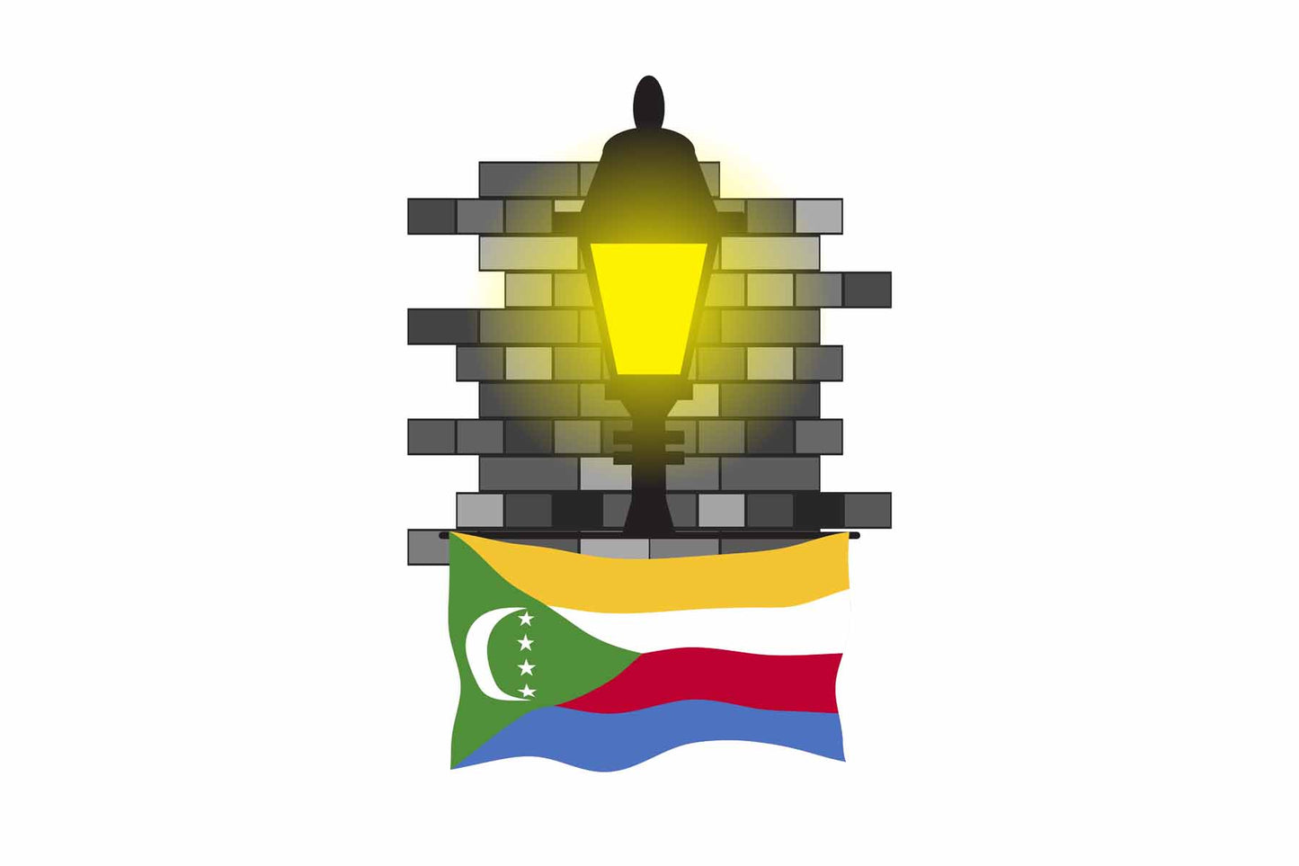 Comoros Town Street Lamp Bricks Sticker & Magnet