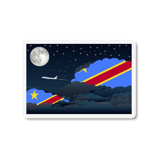 Congo, Democratic Republic of the Airplane Night Clouds Sticker & Magnet