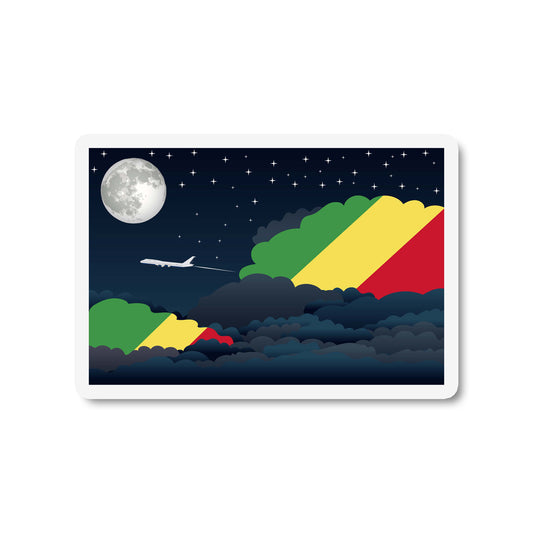 Congo, Republic of the Airplane Night Clouds Sticker & Magnet