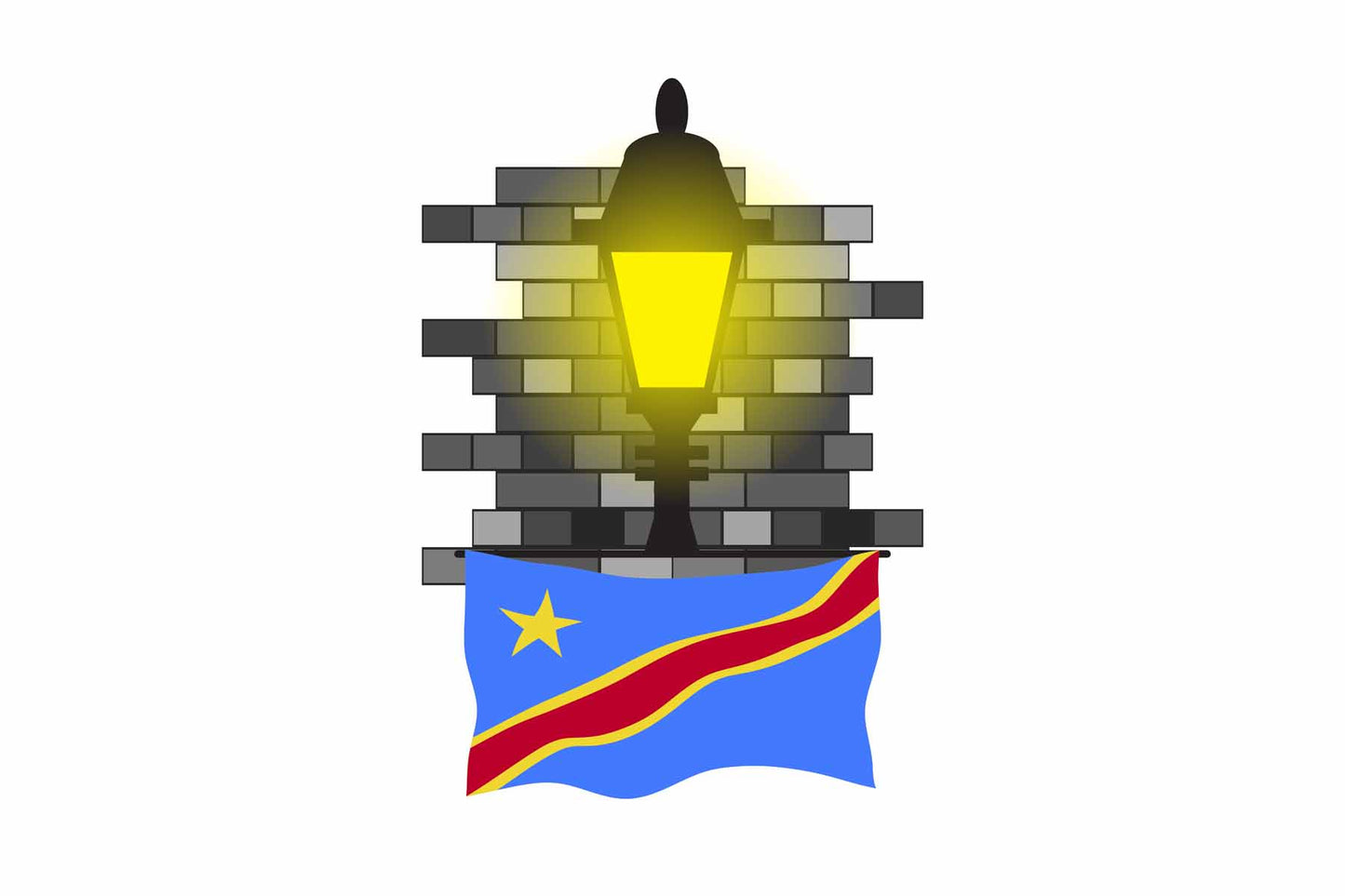 Congo Democratic Republic of the Town Street Lamp Bricks Sticker & Magnet