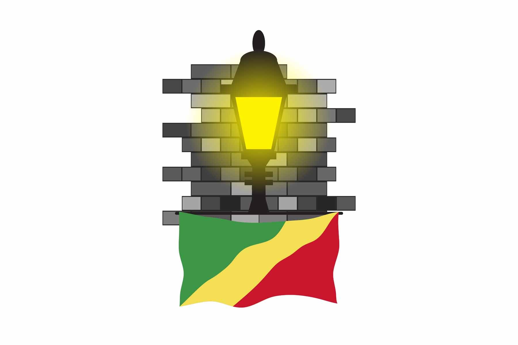 Congo Republic of the Town Street Lamp Bricks Sticker & Magnet