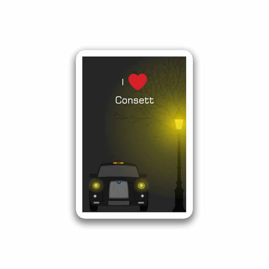 Consett United Kingdom Taxi Black Sticker & Magnet