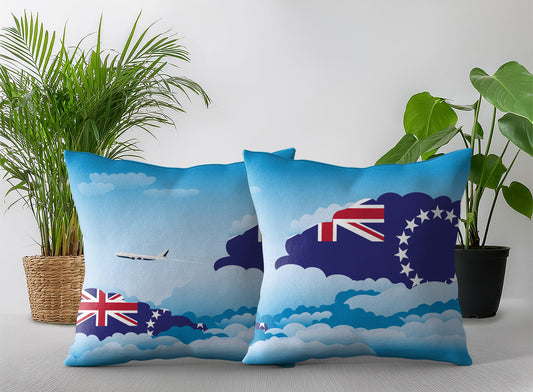 Cook Islands World Airplane Day Clouds Square & Rectangle Pillow Cases | Aviation Decorative Pillow Covers