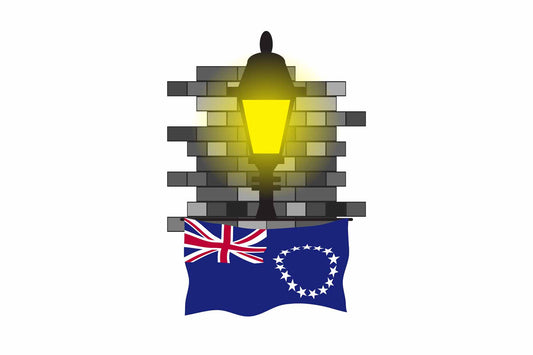 Cook Islands Town Street Lamp Bricks Sticker & Magnet
