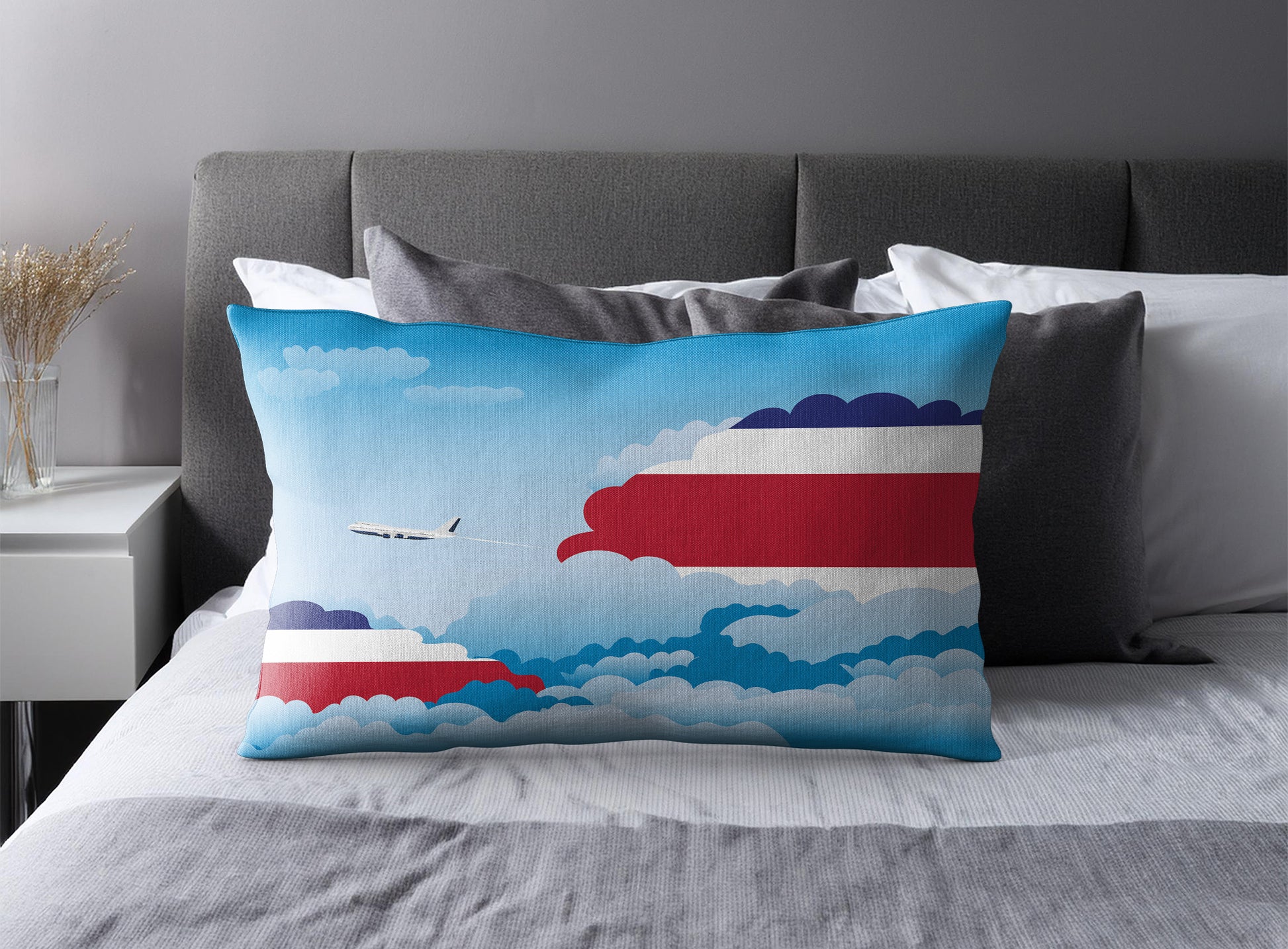 Costa Rica World Airplane Day Clouds Square & Rectangle Pillow Cases | Aviation Decorative Pillow Covers
