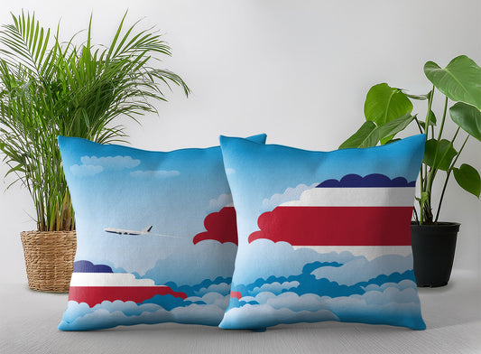 Costa Rica World Airplane Day Clouds Square & Rectangle Pillow Cases | Aviation Decorative Pillow Covers