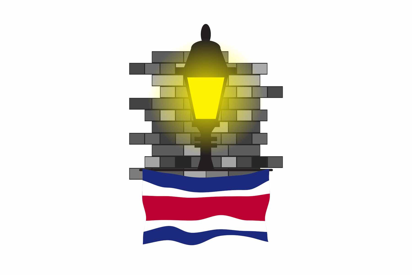Costa Rica Town Street Lamp Bricks Sticker & Magnet