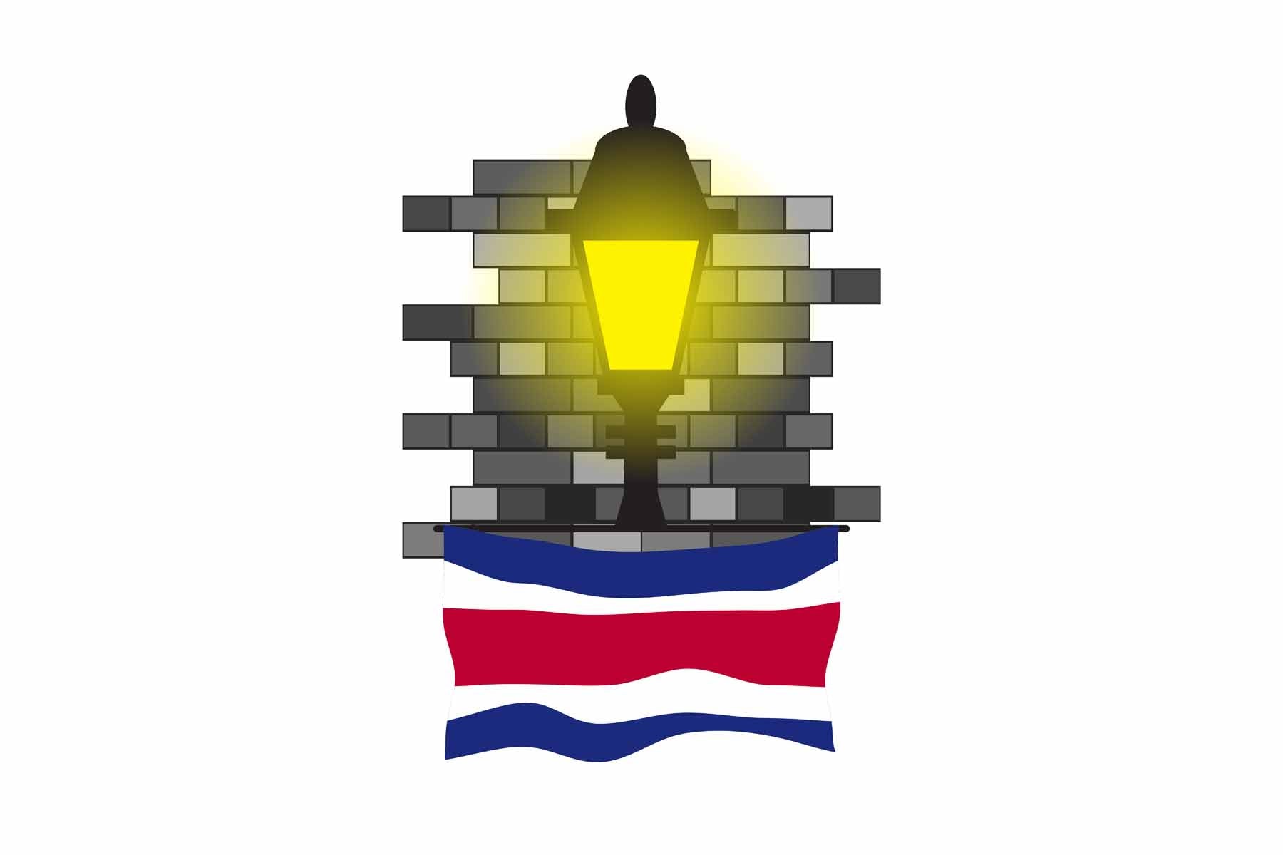 Costa Rica Town Street Lamp Bricks Sticker & Magnet