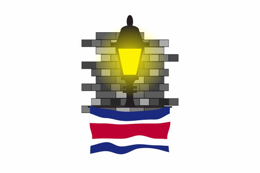 Costa Rica Town Street Lamp Bricks Sticker & Magnet