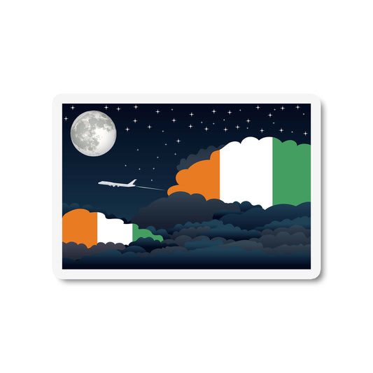 Cote DIvoire Airplane Night Clouds Sticker & Magnet
