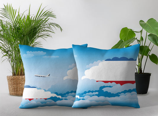 Crimea World Airplane Day Clouds Square & Rectangle Pillow Cases | Aviation Decorative Pillow Covers