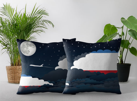 Crimea World Airplane Night Clouds Square & Rectangle Pillow Cases | Aviation Night Sky Pillow Covers