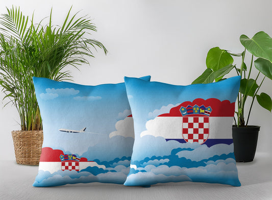 Croatia World Airplane Day Clouds Square & Rectangle Pillow Cases | Aviation Decorative Pillow Covers