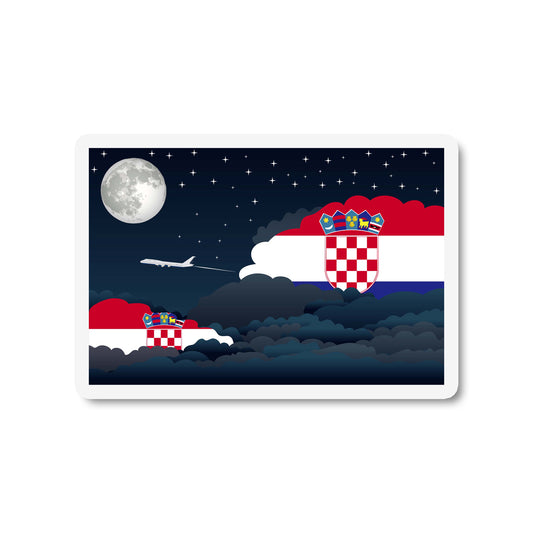 Croatia Airplane Night Clouds Sticker & Magnet